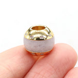 2pcs Natural Stone Big Hole Bead Abacus Shape Plating Golded Agates Loose Beaded