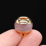 2pcs Natural Stone Big Hole Bead Abacus Shape Plating Golded Agates Loose Beaded