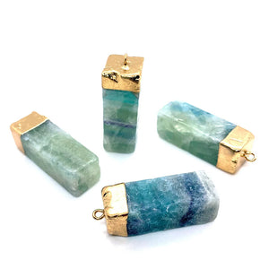 2pcs Green Crystal Pendant Green Fluorite DIY Necklace Jewelry