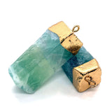 2pcs Green Crystal Pendant Green Fluorite DIY Necklace Jewelry