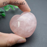 2pcs Rose Quartz Heart Shape Chakra Healing Reiki Crystals 45mm
