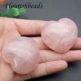 2pcs Rose Quartz Heart Shape Chakra Healing Reiki Crystals 45mm