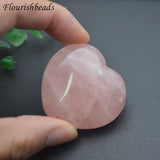 2pcs Rose Quartz Heart Shape Chakra Healing Reiki Crystals 45mm