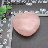 2pcs Rose Quartz Heart Shape Chakra Healing Reiki Crystals 45mm