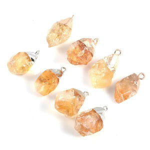 2pcs Natural Stone Citrin Amethysts Pendants for DIY Jewelry Making