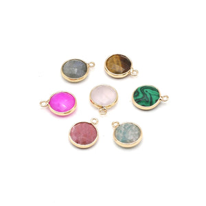 2pcs Amazonite Rose Quartz Stone Charms for Necklaces