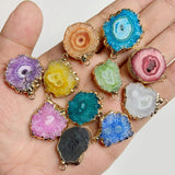 2pcs Natural Stone Pendants Irregular Shape Charms Druzy Agat Pendant