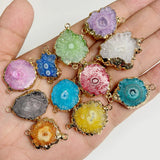 2pcs Natural Stone Druzy Pendants for DIY Jewelry Making