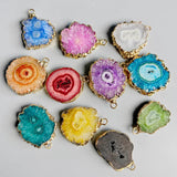 2pcs Natural Stone Druzy Pendants for DIY Jewelry Making
