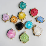 2pcs Natural Stone Druzy Pendants for DIY Jewelry Making