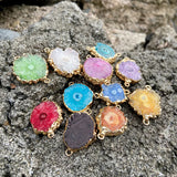 2pcs Natural Stone Druzy Pendants for DIY Jewelry Making