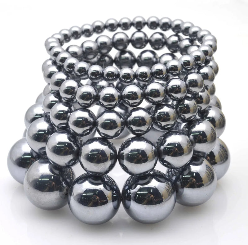 2pcs Natural Stone Terahertz Bead Bracelet Men Women Magnet Bracelets