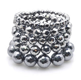 2pcs Natural Stone Terahertz Bead Bracelet Men Women Magnet Bracelets