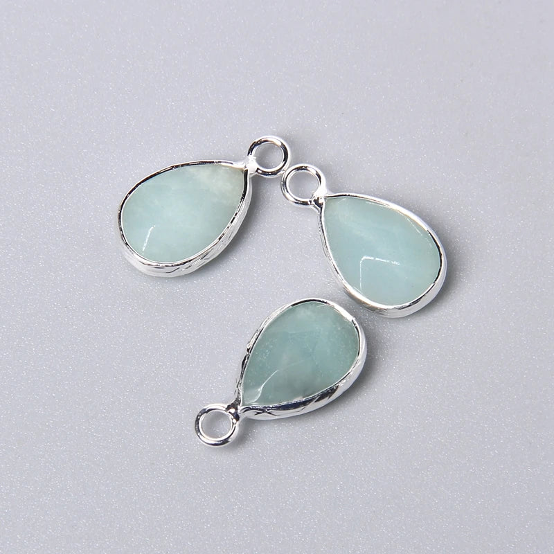 2pcs Natural Stone Water Drop Charms Pendant 10x14MM Labradorite Amethysts