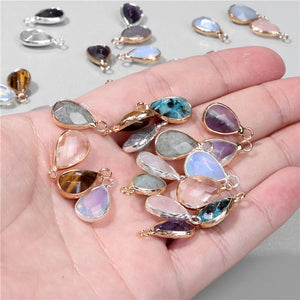 2pcs Natural Stone Water Drop Charms Pendant 10x14MM Labradorite Amethysts
