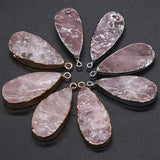 2pcs Rose Quartz Water Drop Crystal Charm Pendant 19x45mm