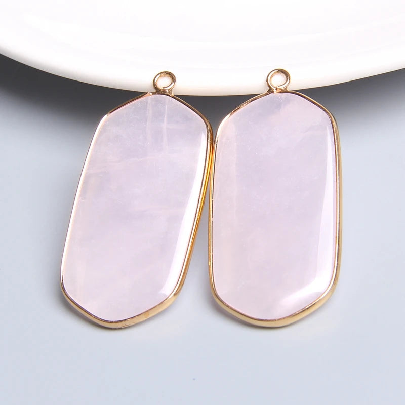 2pcs Crystal Quartz Amethysts Stone Pendants for Jewelry Making