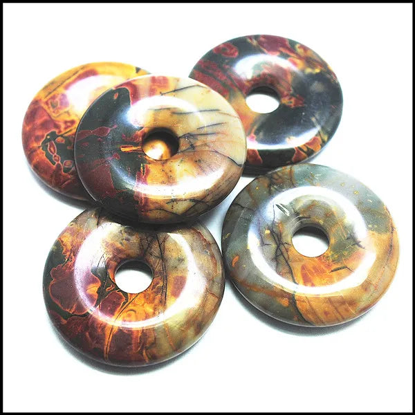 2pcs Nature Picasso Gemstone Donuts 30mm 35mm 40mm