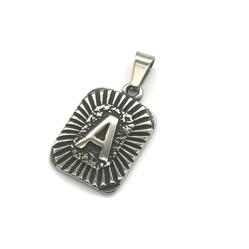 2pcs Stainless Steel 26 Letters Pendant Tag Necklace DIY Jewelry Finding Charm