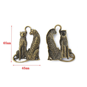 2pcs Bronze Butterfly Elephant Leopard Charms Pendant for Jewelry Making