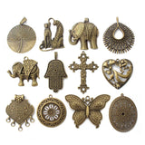 2pcs Bronze Butterfly Elephant Leopard Charms Pendant for Jewelry Making