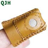2pcs Patchwork Faux Leather Thimble Finger Sets - DIY Sewing Tools