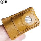 2pcs Patchwork Faux Leather Thimble Finger Sets - DIY Sewing Tools