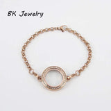 316 Stainless Steel 25mm Rose Twist Face Floating Locket Bracelet