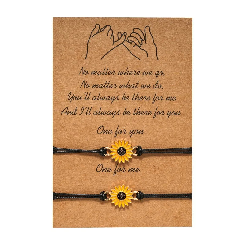 Sunflower Charm Bracelet Friendship Couples Sister Volcanic Bangles Lucky Wish