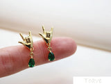 2pcs Niche gesture pendant earrings silver needle earrings DIY