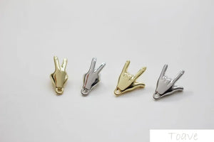 2pcs Niche gesture pendant earrings silver needle earrings DIY