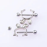 2pcs 14G Stainless Steel Heart Barbell Nipple Rings Shield Cover Piercings