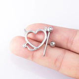 2pcs 14G Stainless Steel Heart Barbell Nipple Rings Shield Cover Piercings