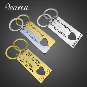 2pcs Name Keychain On the Phone Personalized Gift Couples Keychain