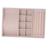 Beige Velvet Compartment Ring Roll Jewelry Holder Display