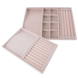 Beige Velvet Compartment Ring Roll Jewelry Holder Display