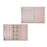 Beige Velvet Compartment Ring Roll Jewelry Holder Display