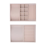 Beige Velvet Compartment Ring Roll Jewelry Holder Display