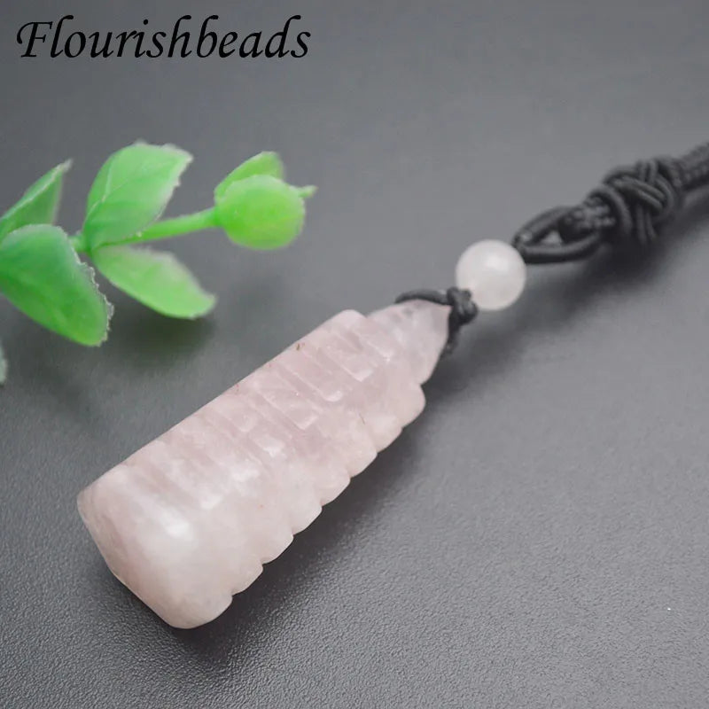 2pcs Pagoda Stone Pendant Couples Lucky Jewelry