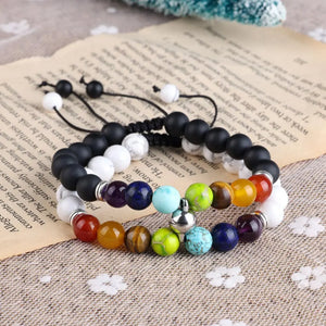 2pcs Natural Stone Beads Bracelets Distance Magnet Couple Bracelets