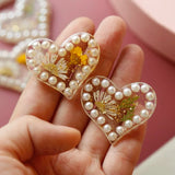 2pcs Pearl Heart Hair Rope DIY Earring Accessories