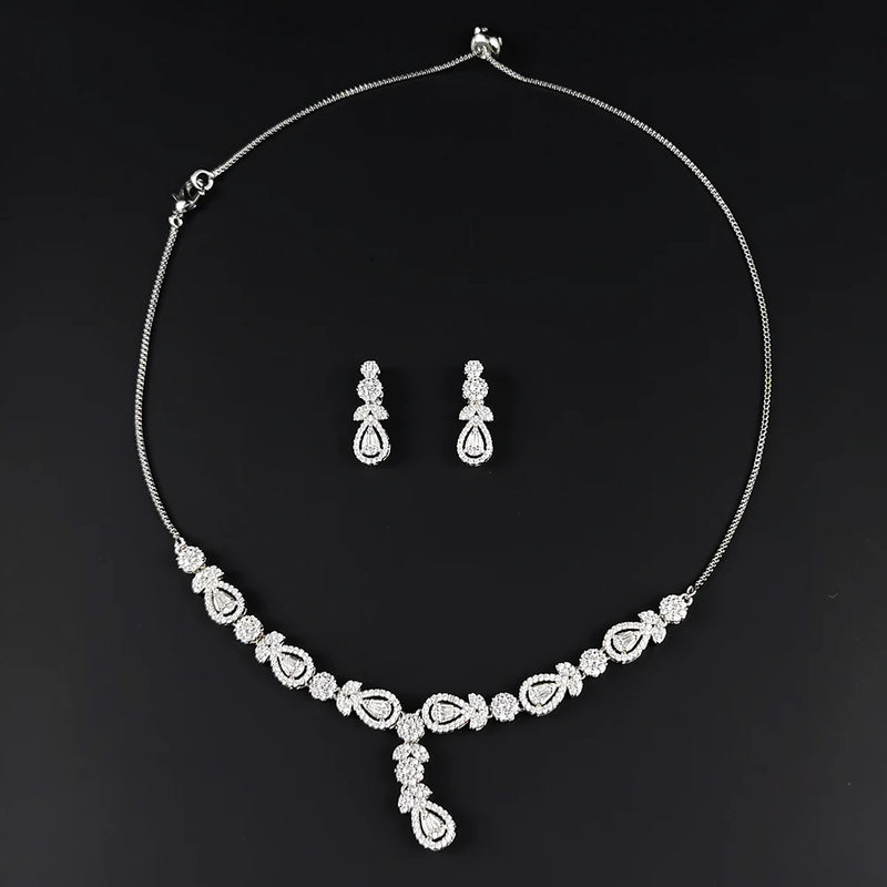 2pcs Pear Bridal Jewelry Set for Women Anniversary Gift J8018