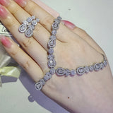 2pcs Pear Bridal Jewelry Set for Women Anniversary Gift J8018