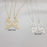2pcs Butterfly Wings Matching Necklace Stainless Steel Couple Name Necklace