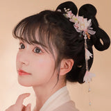 2pcs Pink Flower Hair Clips Hanfu Hair Accessrories Tassel Hairpin Bars