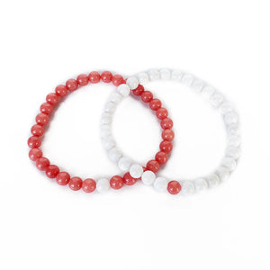 2pcs Pink Chalcedony Stone Bracelet Beads Woman Gift