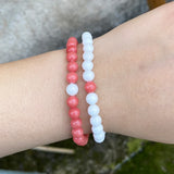 2pcs Pink Chalcedony Stone Bracelet Beads Woman Gift