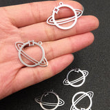 2pcs Planet Stainless Steel Pendant Keychain DIY Jewelry Findings