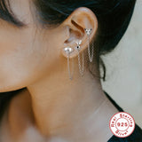 925 Sterling Silver Earring Chain Bee Leopard Moon Star Stud Earrings