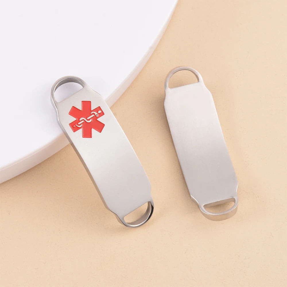 2pcs Stainless Steel Medical Alert ID Charms for Bracelet
